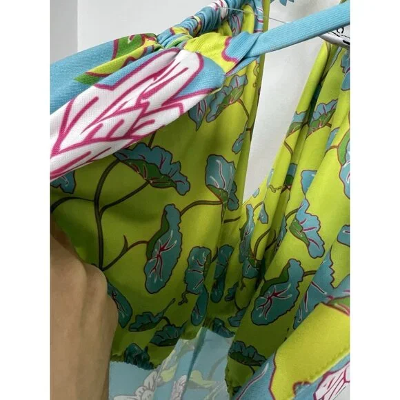 Gretchen Scott Halter Tassel Tie Dress Sz M Mystic Garden NWT Turquoise Floral - Picture 8 of 14